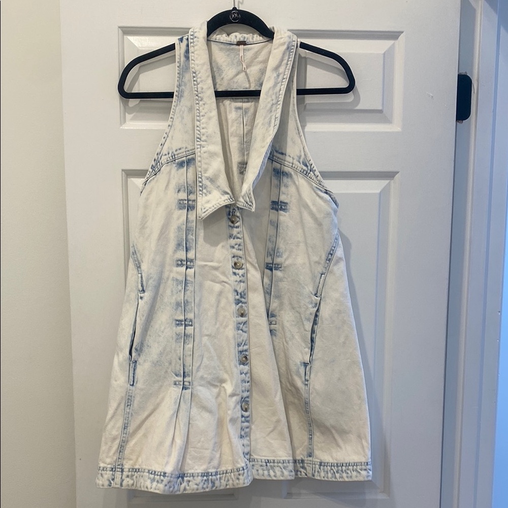 Free People Bleached Denim Sleeveless Dress